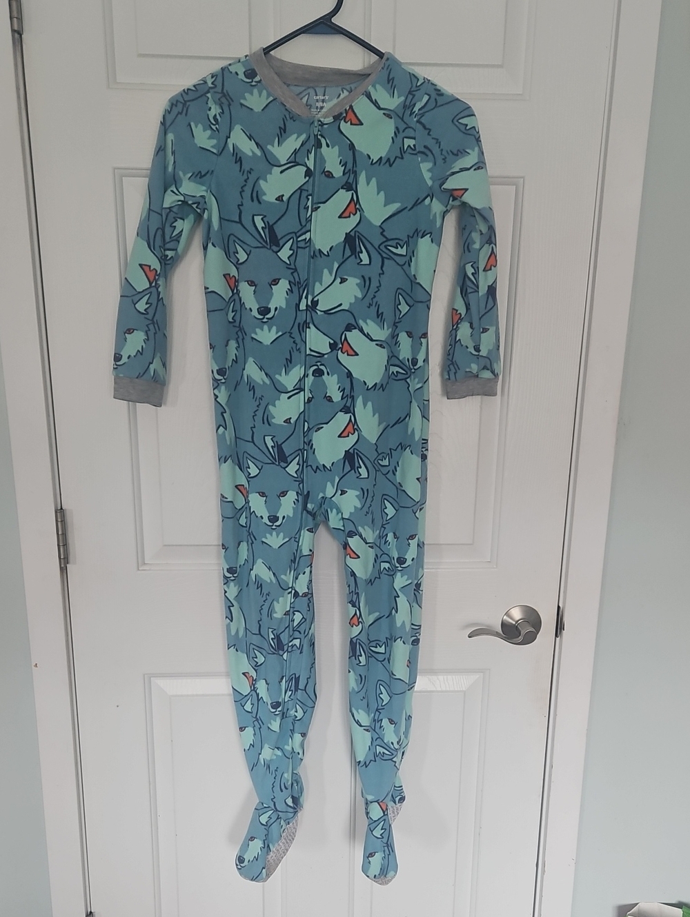 Carter's Light Blue Fox Print Footed One-Piece